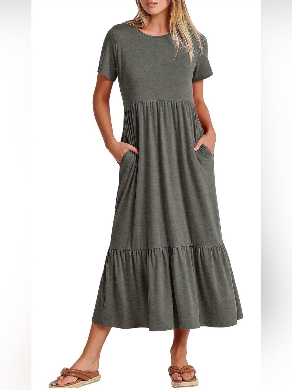 Classic Gray Tiered Maxi Dress - Women